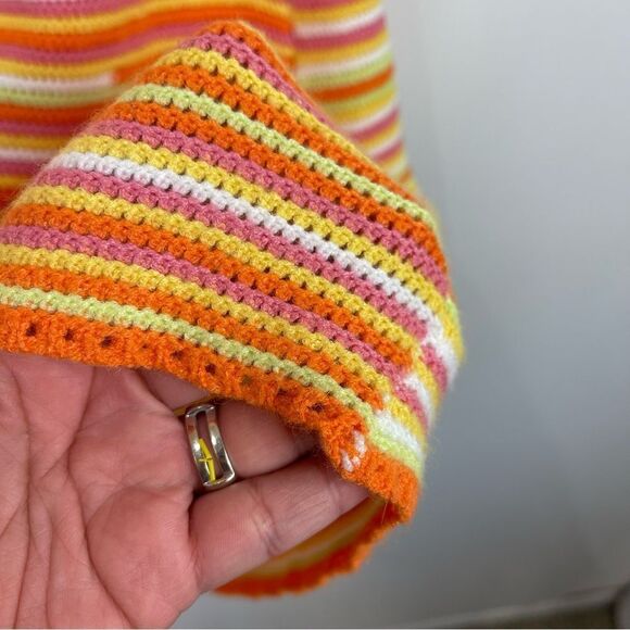 ACOA Orange Striped Knit Halter Mini Dress Sleeveleess Women's Size XL - Picture 8 of 9